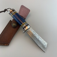 Petit couteau droit fait à la main en acier damas motif acier extérieur sauvage survie couteau de chasse couteau forgé martelé