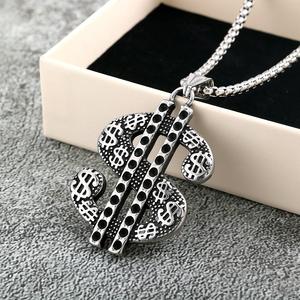 Collar con Colgante de Signo de Dólar de Acero Inoxidable, Diseño Geométrico Unisex, Joyería de Moda - Product Image 2