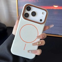 Coque de téléphone magnétique givrée à motif litchi couleur contrastée pour iPhone 17 Air 16 15 14 13 12 11 Pro Max Plus, en TPU souple