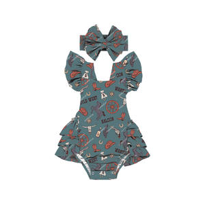 HY-045-ZXL Ropa para Bebés, Vestido con Volantes, Espalda Descubierta, Tirantes, Mono con Estampado de Fresas para el Verano - Product Image 2