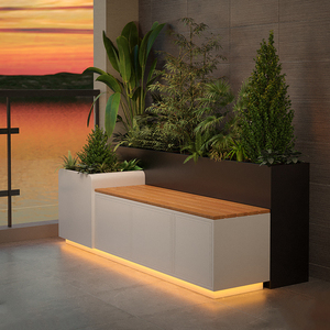 מותאם אישית שילוב ברזל חיצוני נירוסטה פלנטר מתכת wpc ישיבה ספסל מרפסת פרחים תיבת הפטיו - Product Image 3