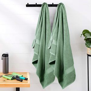 Juego de Toallas de Baño de Algodón Verde de Color Sólido, Rectangulares, Tejidas, para Uso Doméstico, Tamaño Adulto - Product Image 2
