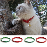 Collier de Noël pour chat avec clochette, boucle de sécurité détachable réglable, imprimé bonhomme de neige et renne, en satin, pour chaton, cadeau de fêtes