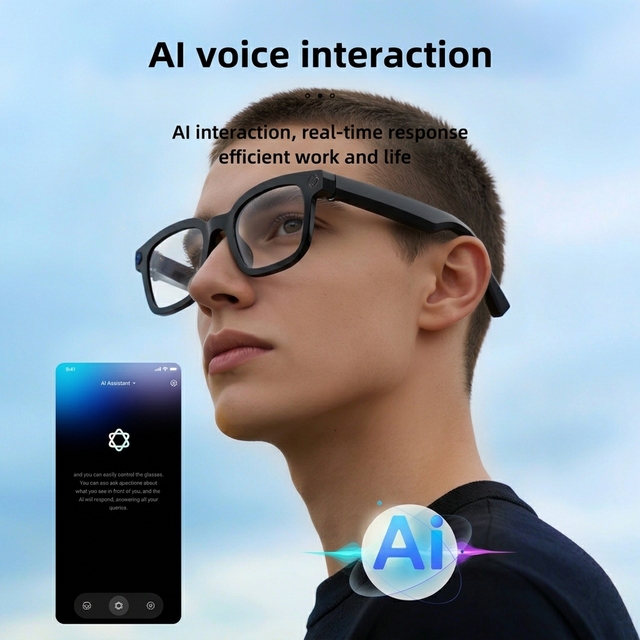 V03 Pro AI Smart Glasses Camera Real-time Translation Noise Reduction Photo Video IP68 Waterproof 1200P Video Touch Control
