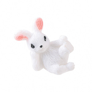Ornement miniature en résine en forme de lapin de dessin animé mignon, décoration de jardin, accessoires artisanaux pour intérieur et extérieur, finition peinte en forme d'animal - Product Image 5