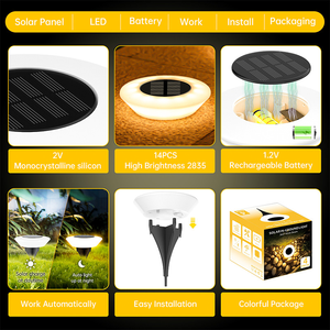 Năng lượng mặt trời Vườn Led IP65 không thấm nước 3500k Trắng ấm sàn & bãi cỏ cảnh quan dưới lòng đất ánh sáng - Product Image 6