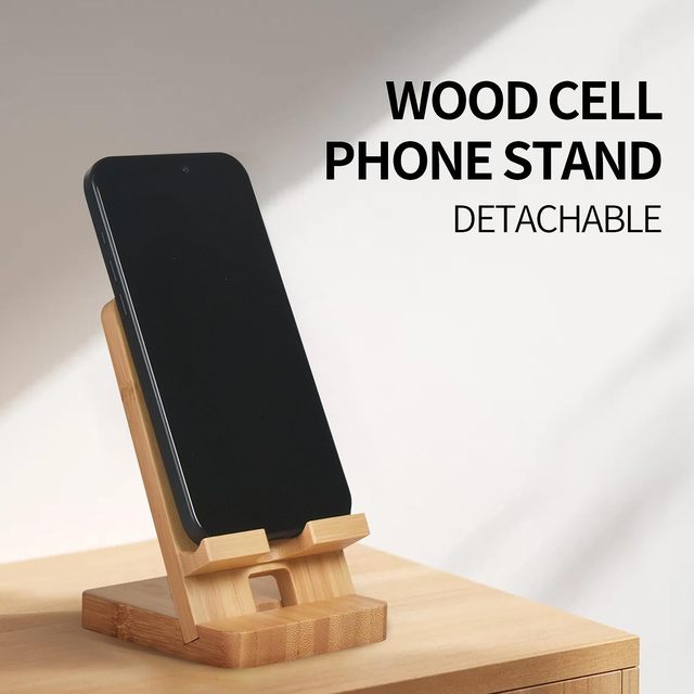 Custom Bamboo Phone Stand Portable Universal Mobile Desk and Home Stand All Modern Style Factory Wholesale