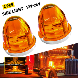 ไฟแตงโม LED 2 ชิ้น สีเหลืองอำพัน 3000k ไฟแฟลชสำหรับรถบรรทุก รถพ่วง ไฟเลี้ยวข้างทรงกลม - Product Image 1
