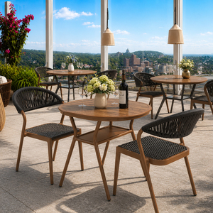 Ensemble <span class=keywords><strong>de</strong></span> salle à manger d'extérieur commercial FLD1025, design moderne, structure en <span class=keywords><strong>aluminium</strong></span>, imperméable, non pliable, 2 chaises, mobilier <span class=keywords><strong>de</strong></span> patio pour hôtels - Product Image 1