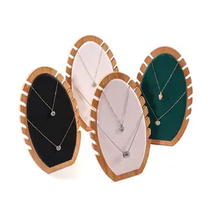 Jewelry Necklace Bracelet Display Stand Wooden Pendant Oval Shape Jewelry Holder Wood Board Necklace Organizer