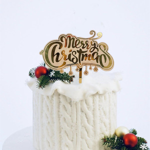 <span class=keywords><strong>2022</strong></span> joyeux noël et joyeux nouvel an gâteau Toppers Laser miroir acrylique décoration de fête gâteau insertion - Product Image 3