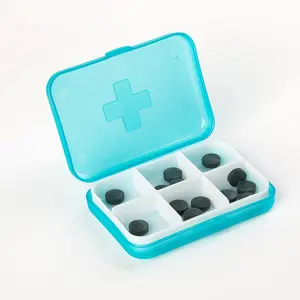 Design Flip Multi-Grid Medicine Storage Box Organizer 6 Compartment  Portable Mini Suitcase Travel Pill Box