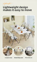 Ensemble table et chaises pliantes d'extérieur - Chaise rectangulaire portable en métal pour repas, réunions et formations avec dossier
