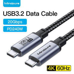 Cable USB3.2 Gen 2 Tipo-C Mindpure, 20 Gbps, 4K 60Hz, 1m, Chapado en Oro, Malla Blindada, Carga Rápida de 5A, Monitor, MacBook, Thunderbolt <span class=keywords><strong>3</strong></span> - Product Image 1
