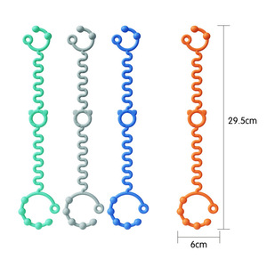 Chaîne anti-chute en silicone pour biberon et poussette, 0-6 mois, unisexe, forme géométrique, crochet extensible - Product Image 3