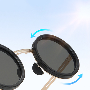 Gafas de Sol de Alta Calidad con Tinte <span class=keywords><strong>Ajustable</strong></span> de 1-9 Niveles Estilo Steampunk Retro con <span class=keywords><strong>Lentes</strong></span> Polarizados de Filtro ND de Metal y Armazón Completo Cómodo con Protección UV - Product Image 4
