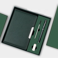 Ensemble cadeau d'affaires promotionnel en gros avec bloc-notes, stylo, clé USB, articles cadeaux souvenirs de Noël, ensemble cadeau en cuir
