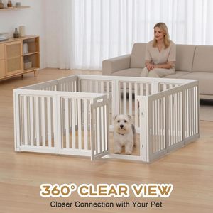 Corrales para perros pequeños, área de juego interior, fácil de montar, forma cuadrante, valla de plástico blanca para mascotas, para sala de estar o balcón. - Product Image 3