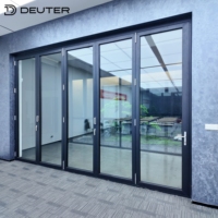 Puerta Plegable de Aluminio de Bajo Consumo Energético, con Rotura de Puente Térmico, Doble y Triple Acristalamiento, Relleno de Argón, Impermeable, Tipo Acordeón