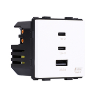 Módulo de Enchufe de Carga Rápida PD de 65W, 2 Puertos Tipo-C + 1 Puerto USB-A, Módulo de Cargador de Pared para Hoteles y Renovaciones del Hogar