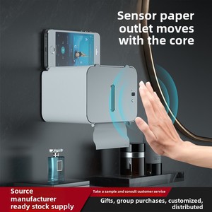 Distributeur Automatique de <span class=keywords><strong>Papier</strong></span> Intelligent à Capteur, Design Moderne 2025, Boîte à Mouchoirs Ménagère Auto-Adhésive Sans Perçage pour Salle de Bain et Toilettes - Product Image 3