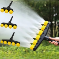 Arroseur à buses multiples réglables en plastique efficace, outil d'irrigation anti-colmatage pour l'arrosage des pelouses, des jardins, des fermes et le lavage de voitures