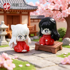 Figurine en résine de personnage d'anime DP, cheveux roux et blancs, version Q, décoration de bureau, ornement de voiture, dérivés d'animation japonaise - Product Image 5