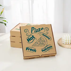 供应商批发独特的外卖食品披萨盒包装牛皮纸带标志