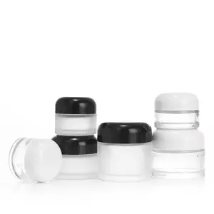 Travel Portable Frosted 15g Skincare Glass Facial Cream Bottle Mini Eye Cream Jars for Cosmetic Packaging