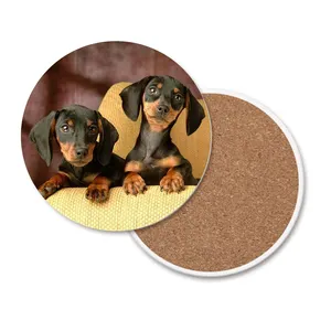 Dachshund – sous-verre en céramique pour boisson, style de vie, en liège, dos absorbant, pour chien, sous-verre personnalisé UV, ensemble de sous-verres en céramique vierge