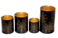 Ensemble de quatre porte-bougies créatifs en fer, finition or noir, design personnalisé fait main, décoration de la maison, festive