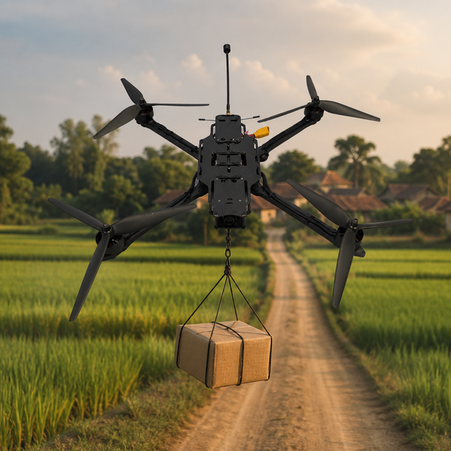 FY-FPV15-RUR 15-Inch Rural Delivery Drone 8kg Payload F405 FC ELRS 915MHz 5.8G 2.5W VTX 100A ESC 40min Remote Area