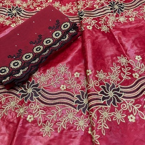 Tissu en Dentelle Nigériane <span class=keywords><strong>Mariage</strong></span> Nuptial Brodé Haut de Gamme Large <span class=keywords><strong>Bazin</strong></span> Coton Qualité Supérieure 7060 Largeur 160cm - Product Image 2