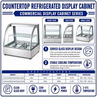 Vitrine réfrigérée de comptoir commerciale avec verre incurvé et corps en acier inoxydable