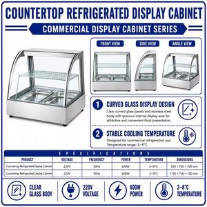 Vitrina Refrigerada Comercial de Mostrador con Vidrio Curvo y Cuerpo de Acero Inoxidable - Product Image 2