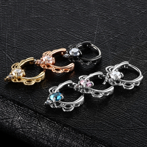 Bakır CZ dantel burun <span class=keywords><strong>Septum</strong></span> Hoop yüzükler kristal kulak sarmal Helix Piercing Daith Rook Nariz küpe Septums Piercing takı - Product Image 6