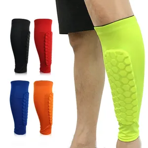 Honeycomb Soccer Shin Guards Padded Calf Compression Sleeves Supports for Shin Splint