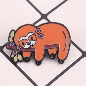 Sloth Sanctuary Pin-Pelusa cubierta de musgo con expresión Zen y hojas de brillo UV, joyería ecológica - Product Image 3