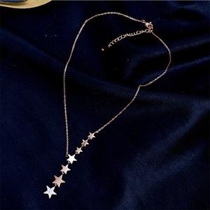 Star Pendant Necklace Gold Stainless Steel Pave Setting Five Pointed Star Chain Party Jewelry N906 - Product Image 4