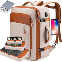 Grand sac à dos de voyage approuvé pour les vols, avec port de chargement USB, pour hommes, sac à dos de type valise