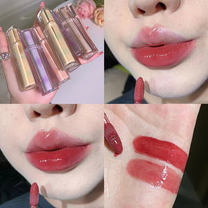 Gloss à lèvres effet miroir en tube triangulaire transparent, gloss aqueux effet gelée, longue tenue, hydratant, maquillage transparent pour les lèvres - Product Image 3