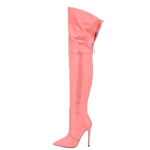 Botas Largas de Mujer Talla Grande 47 en Colores Brillantes, Botas Altas por Encima de la Rodilla con Cremallera Trasera, Botines Altos hasta el Muslo, Ajuste Ancho, Zapatos de Tacón de Aguja - Product Image 2