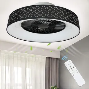 Moderne ultradünne, 3-gang-einstellbare weiße Decke 220 V LED Deckenventilatorleuchte mit Fernbedienung für Wohnzimmer