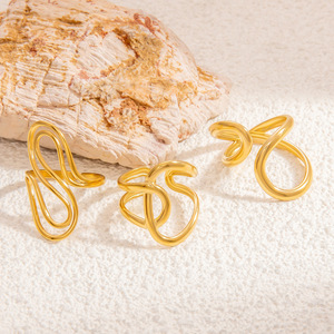 European Style Gold Tone Exaggerated <b>Ring</b> Geometric Shape Unisex Party Jewelry Stainless Steel Fashion <b>Rings</b> - Product Image 1