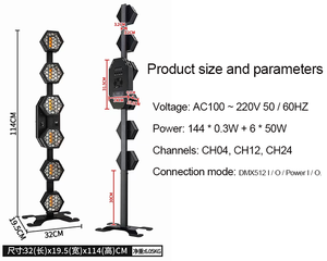 6*50W LED RGB 3 en 1 Lumière linéaire vintage Par DMX512 Lumière <span class=keywords><strong>de</strong></span> fond <span class=keywords><strong>de</strong></span> scène rétro pour DJ Concert Fête Mariage Discothèque - Product Image 4