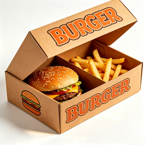 Cajas de Papel para Hamburguesas, Empaques para Comida Rápida, Hamburguesas, Sándwiches, Papas Fritas y Bocadillos para Llevar, Personalizadas al por Mayor - Product Image 1