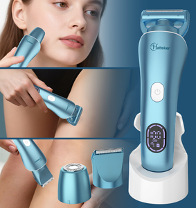 HT-578 Depiladora Eléctrica 3 en 1 para Mujer, Afeitadora para Rostro, Cuerpo y Bikini, Recargable por USB, IPX6 Azul - Product Image 5