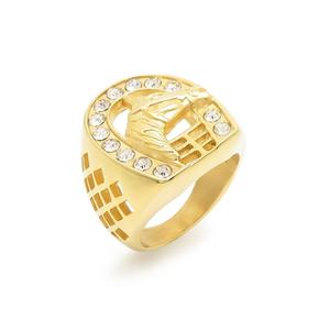 Offre Spéciale – Bague Chevalière Homme Plaqué Or 18K, Élégante en Acier Inoxydable avec Tête de Cheval et Diamant, Bijou Quotidien pour Équitation et Fêtes - Product Image 3
