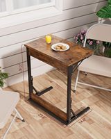 Table basse pliable en forme de C avec fentes pour tablette, cadre métallique, idéale pour le salon - Meilleure vente