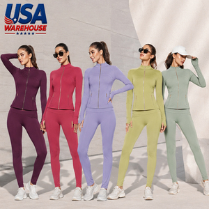 2025 Autumn Winter European American Style Plus Size Breathable Eco-Friendly Windproof Quick Dry Yoga Jacket Women Skinny Fit - Product Image 2
